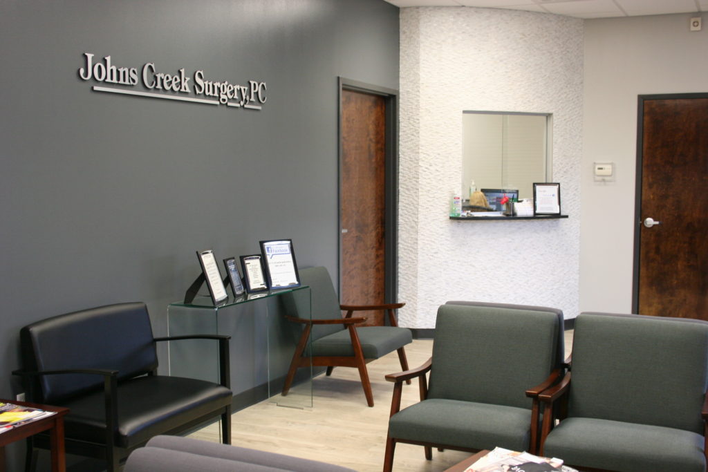 Johns Creek Surgery Medical Facility in Suwanee, GA Reception Area